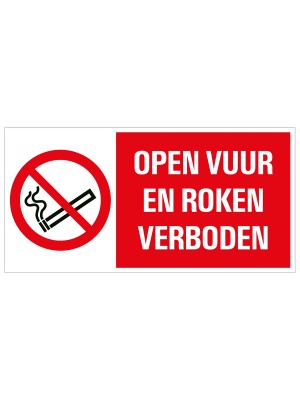 Veiligheidspictogram - Open vuur en roken verboden - combibord