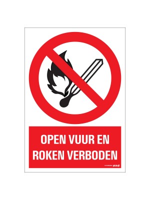 Veiligheidspictogram - Open vuur en roken verboden - bord
