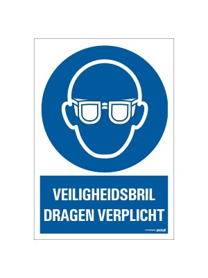 Veiligheidspictogram - Veiligheidsbril verplicht - bord